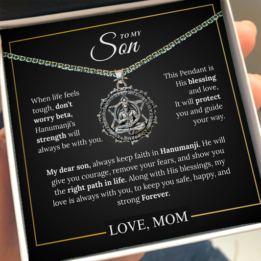 Hanuman Pendant Necklace for Son – Strength & Protection Gift from Mom