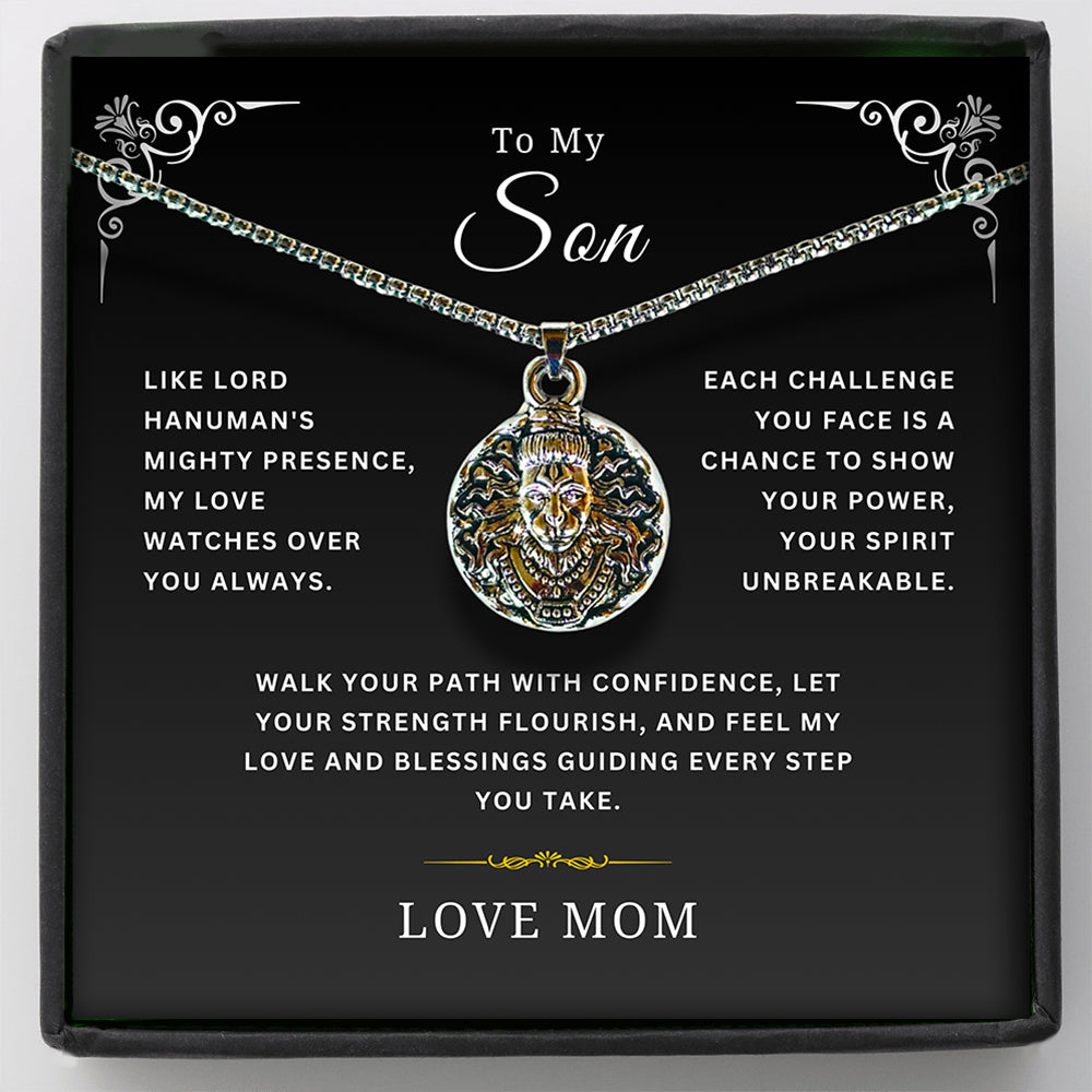To My Son - Hanumanji Strength Silver Pendent