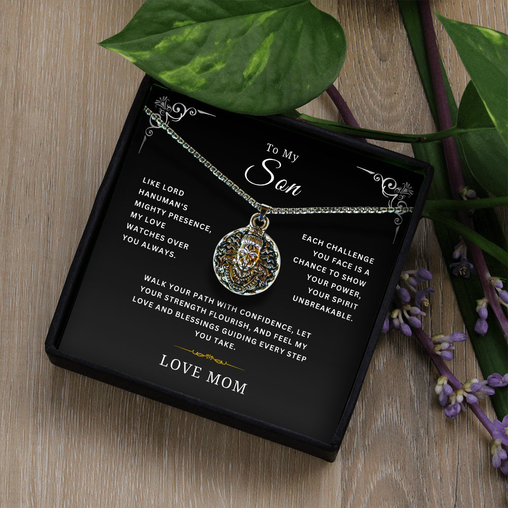 To My Son - Hanumanji Strength Silver Pendent