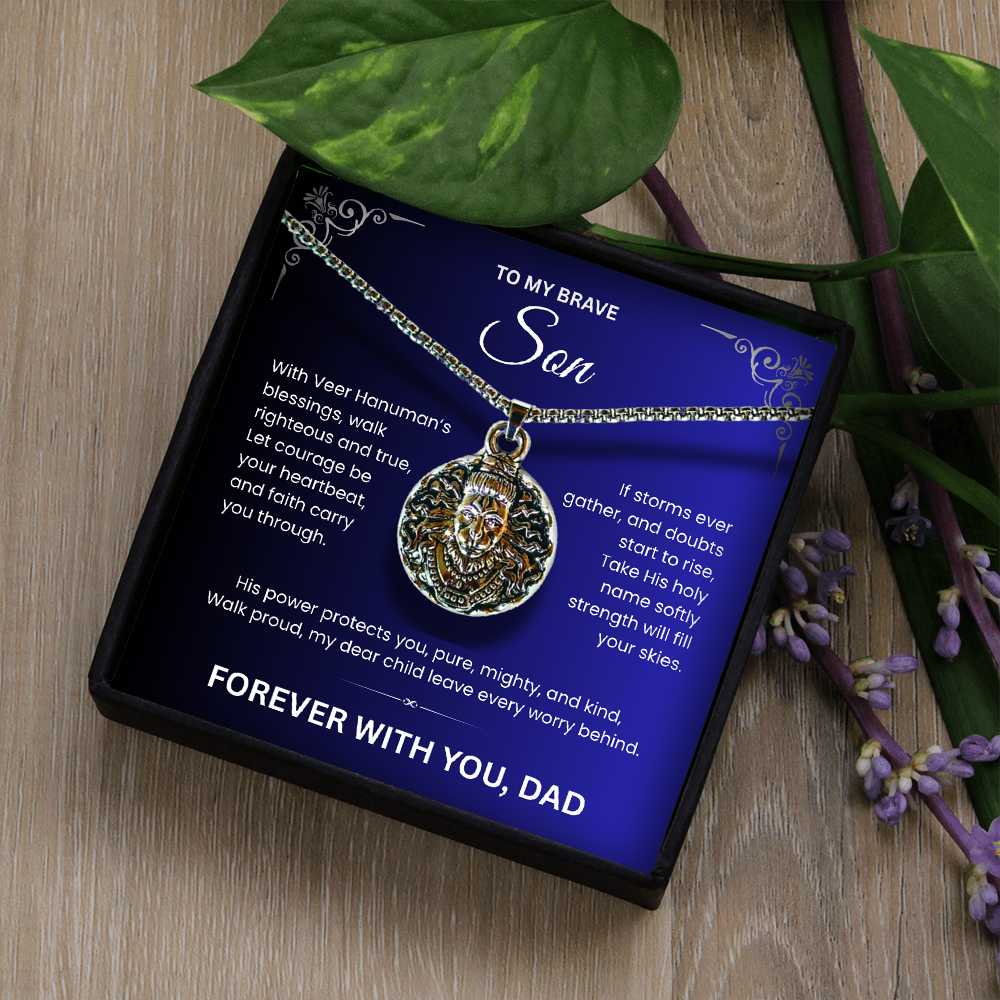 💫 To My Brave Son – Hanumanji Blessings Pendant from Dad  A Father’s Silent Strength, A Son’s Eternal Shield.