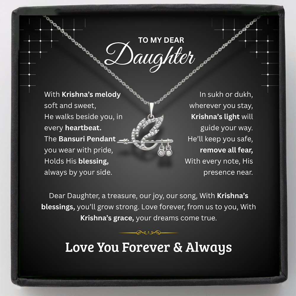 Divine Krishna Flute Necklace for Daughter – Spiritual Jewelry Gift from Parents