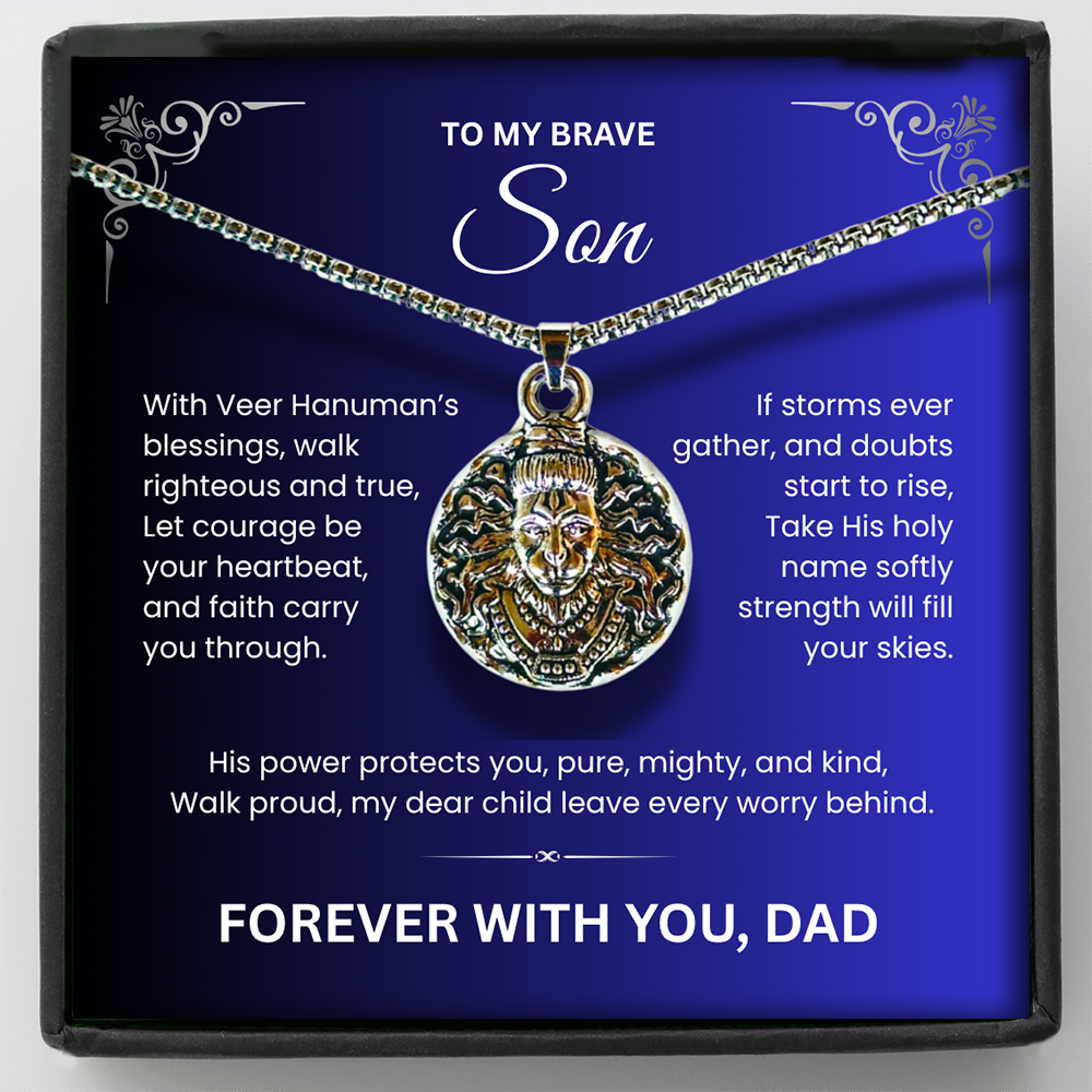 💫 To My Brave Son – Hanumanji Blessings Pendant from Dad  A Father’s Silent Strength, A Son’s Eternal Shield.