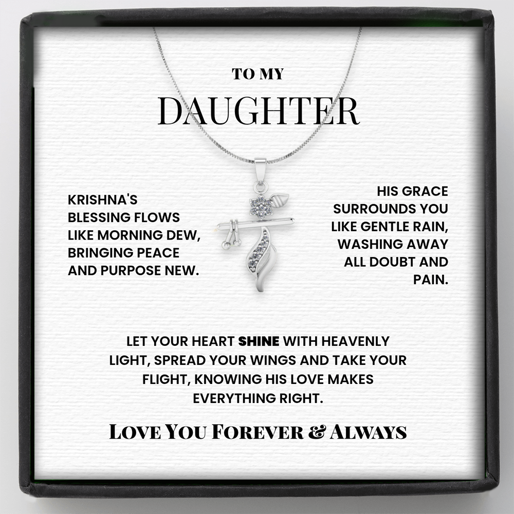 To Our Daughter – Shri Krishna Flute Pendant | Gift of Love, Protection & Blessings | Spiritual Jewelry from Parents