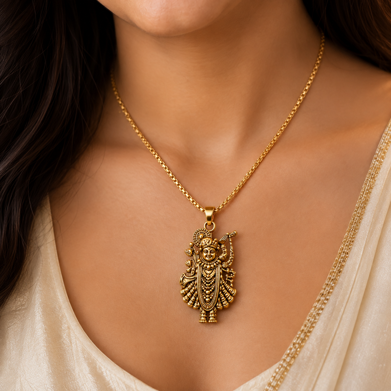 Daughter Shreenathji Gold Necklace – A Parent's Divine Blessing