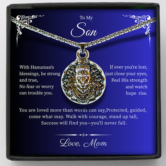 To My Son - Hanumanji Silver Pendent