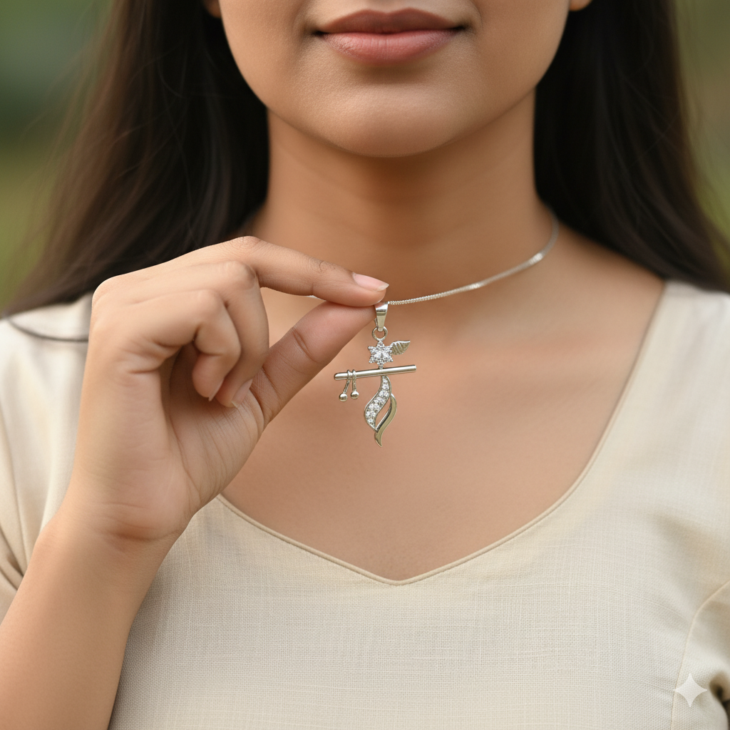 Shri Krishna Blessings Flute Pendant - Divine Gift from Mom to Daughter