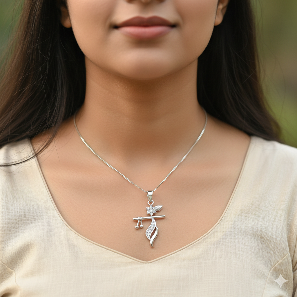 Shri Krishna Blessings Flute Pendant - Divine Gift from Mom to Daughter