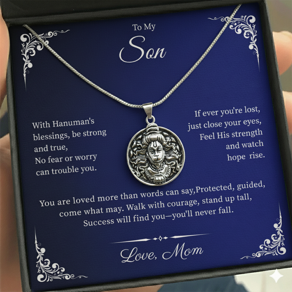 To My Son - Hanumanji Silver Pendent