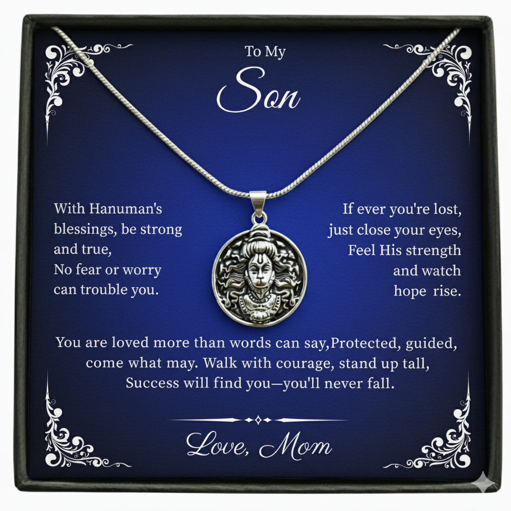 To My Son - Hanumanji Silver Pendent