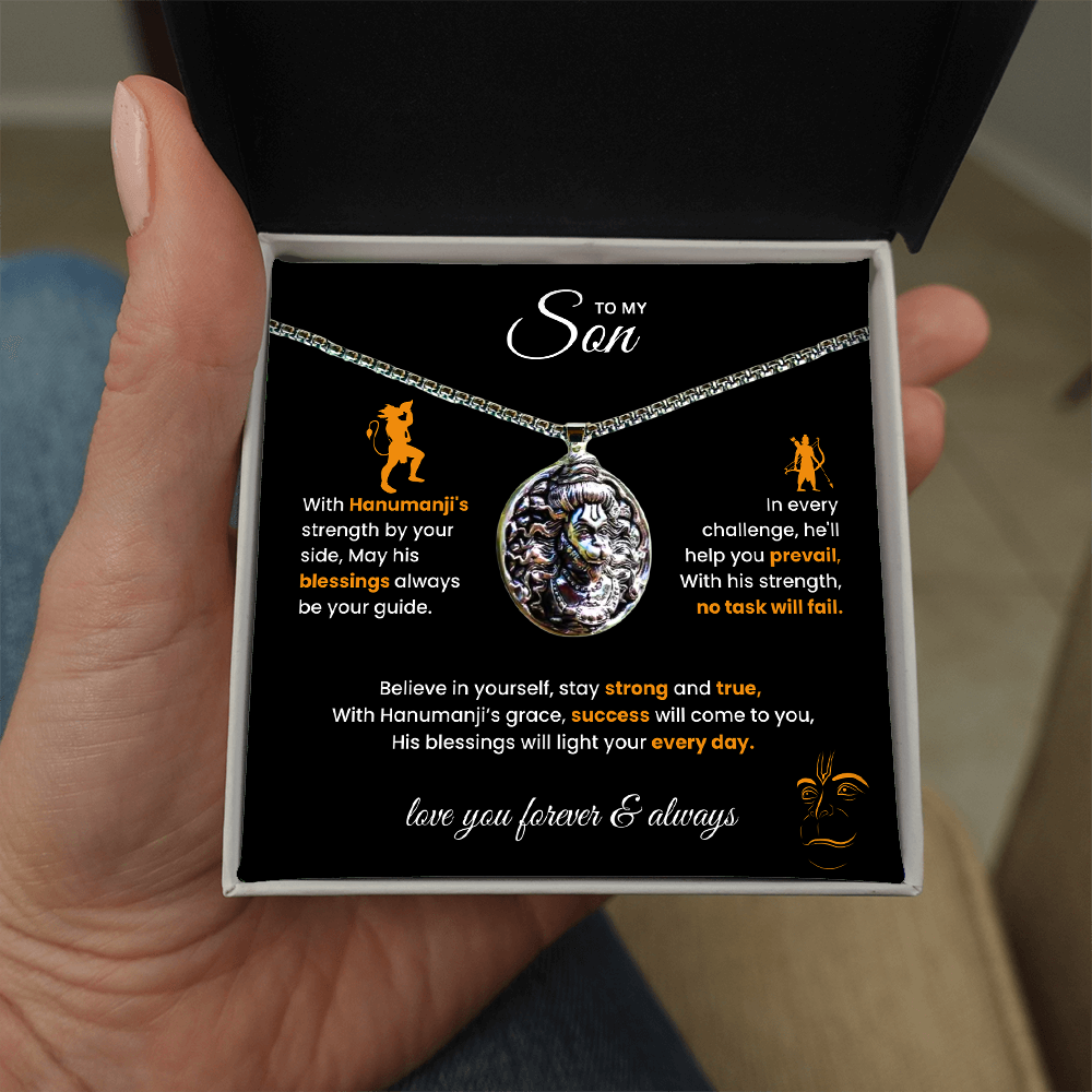 Sterling Silver Hanuman Pendant Necklace for Son – Divine Strength & Protection