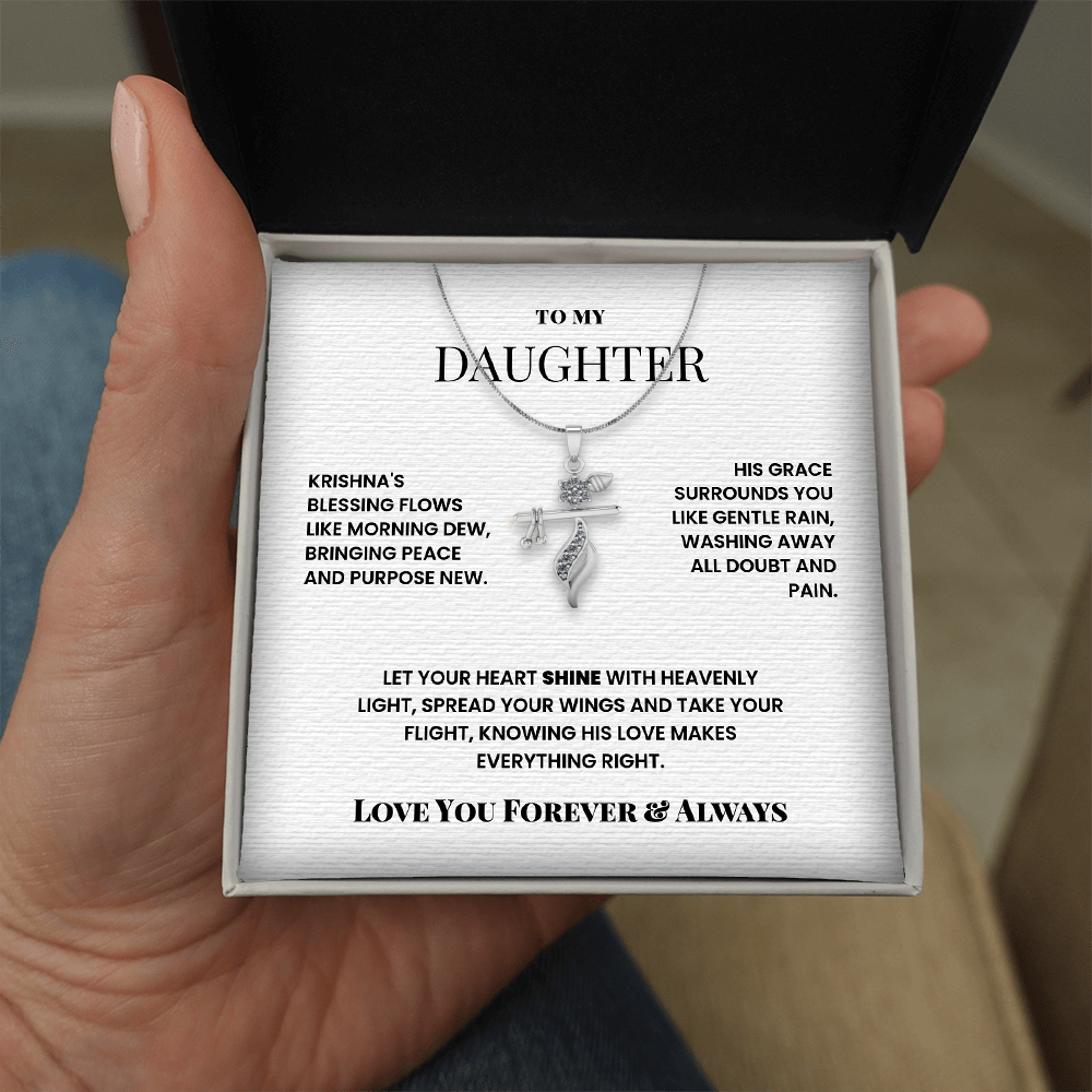 To Our Daughter – Shri Krishna Flute Pendant | Gift of Love, Protection & Blessings | Spiritual Jewelry from Parents