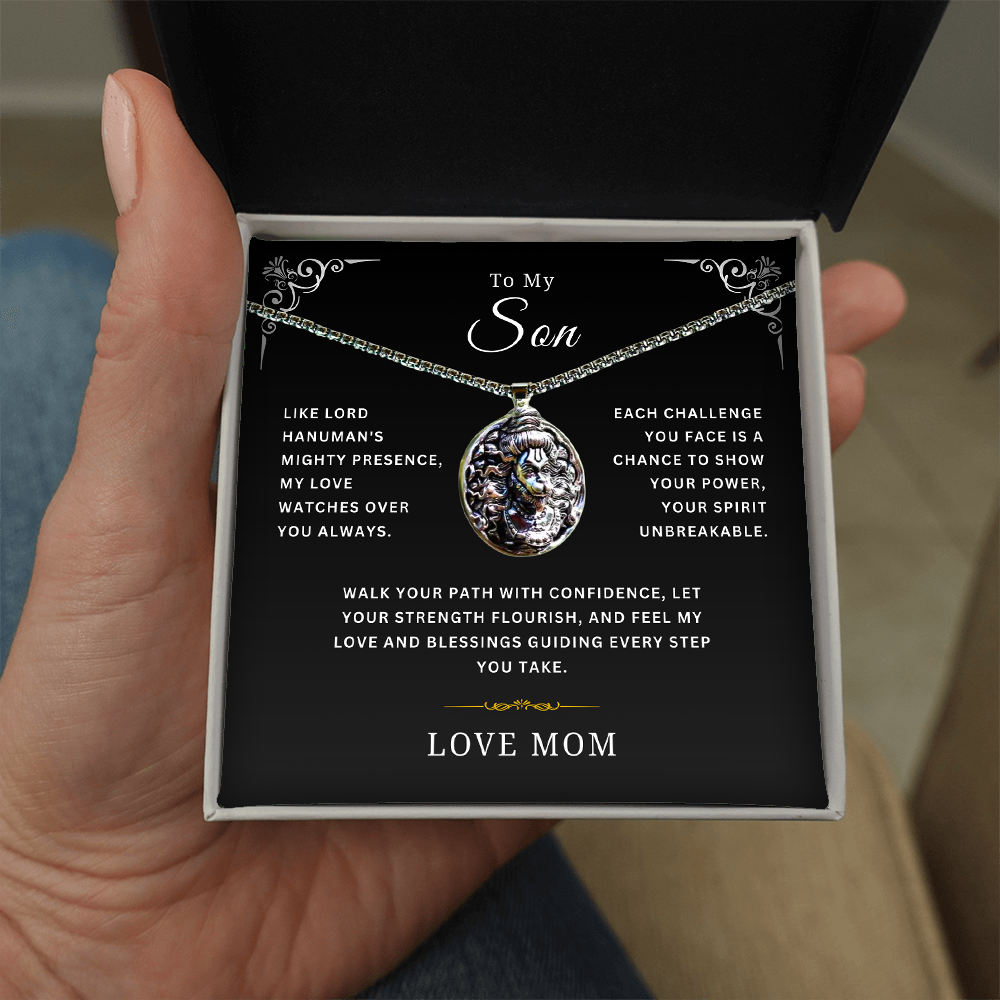 To My Son - Hanumanji Strength Silver Pendent