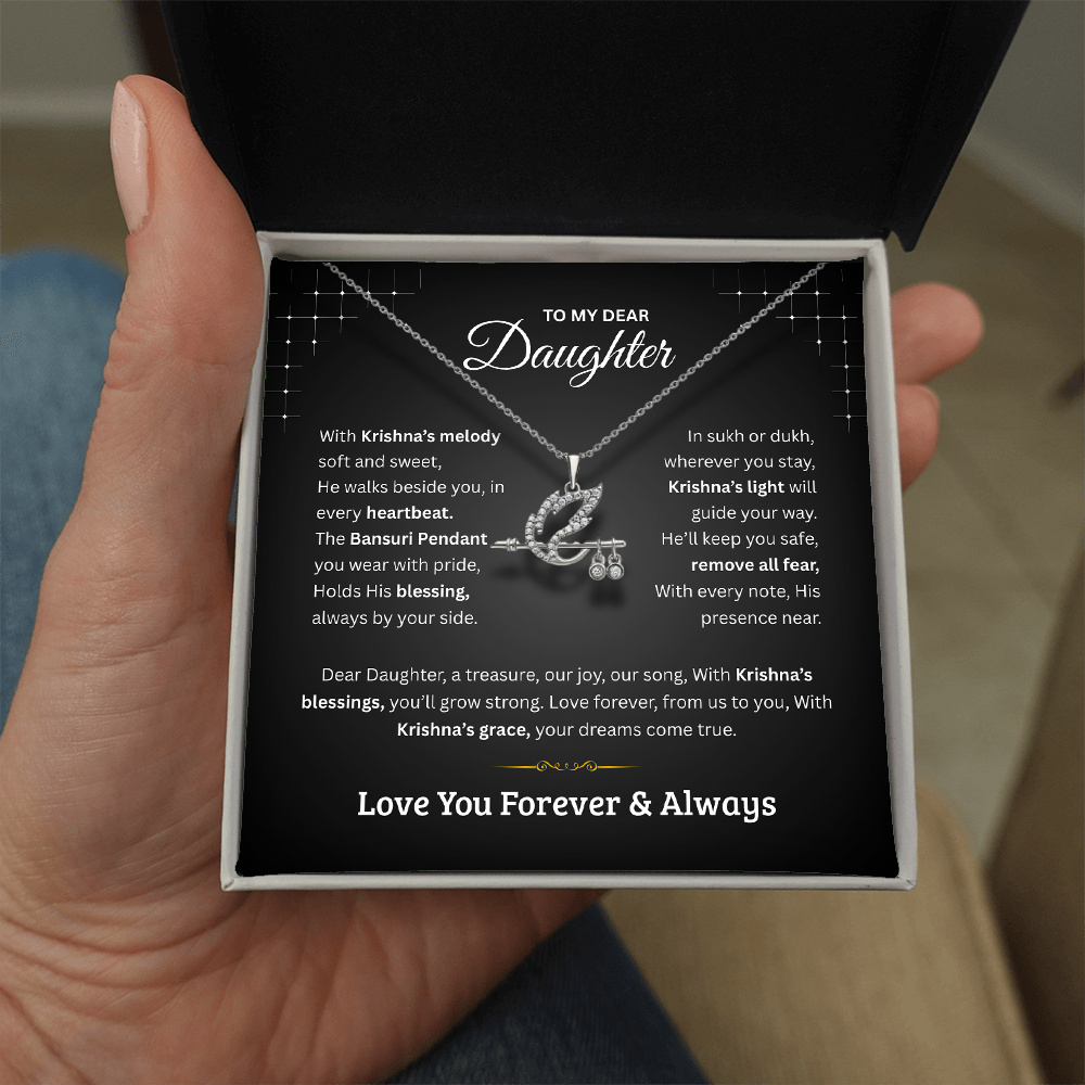 Divine Krishna Flute Necklace for Daughter – Spiritual Jewelry Gift from Parents