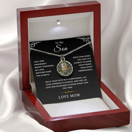 To My Son - Hanumanji Strength Silver Pendent