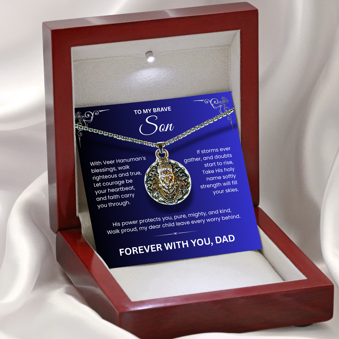 💫 To My Brave Son – Hanumanji Blessings Pendant from Dad  A Father’s Silent Strength, A Son’s Eternal Shield.