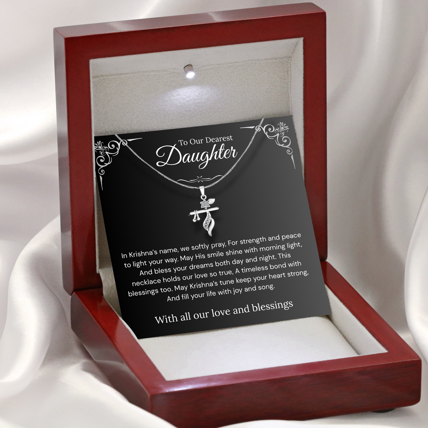 To My Daughter – Shri Krishna Blessings Pendant | Spiritual Jewelry Gift