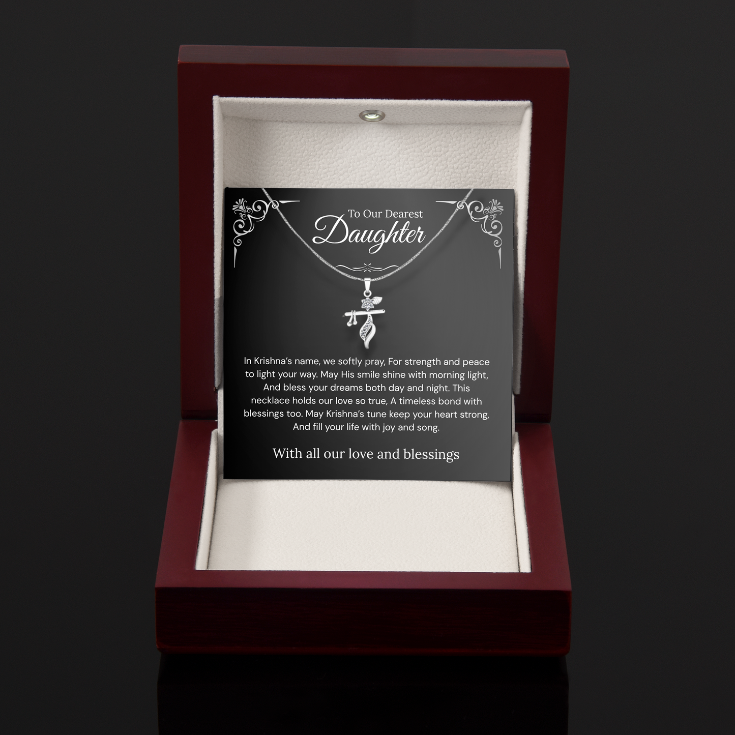 To My Daughter – Shri Krishna Blessings Pendant | Spiritual Jewelry Gift