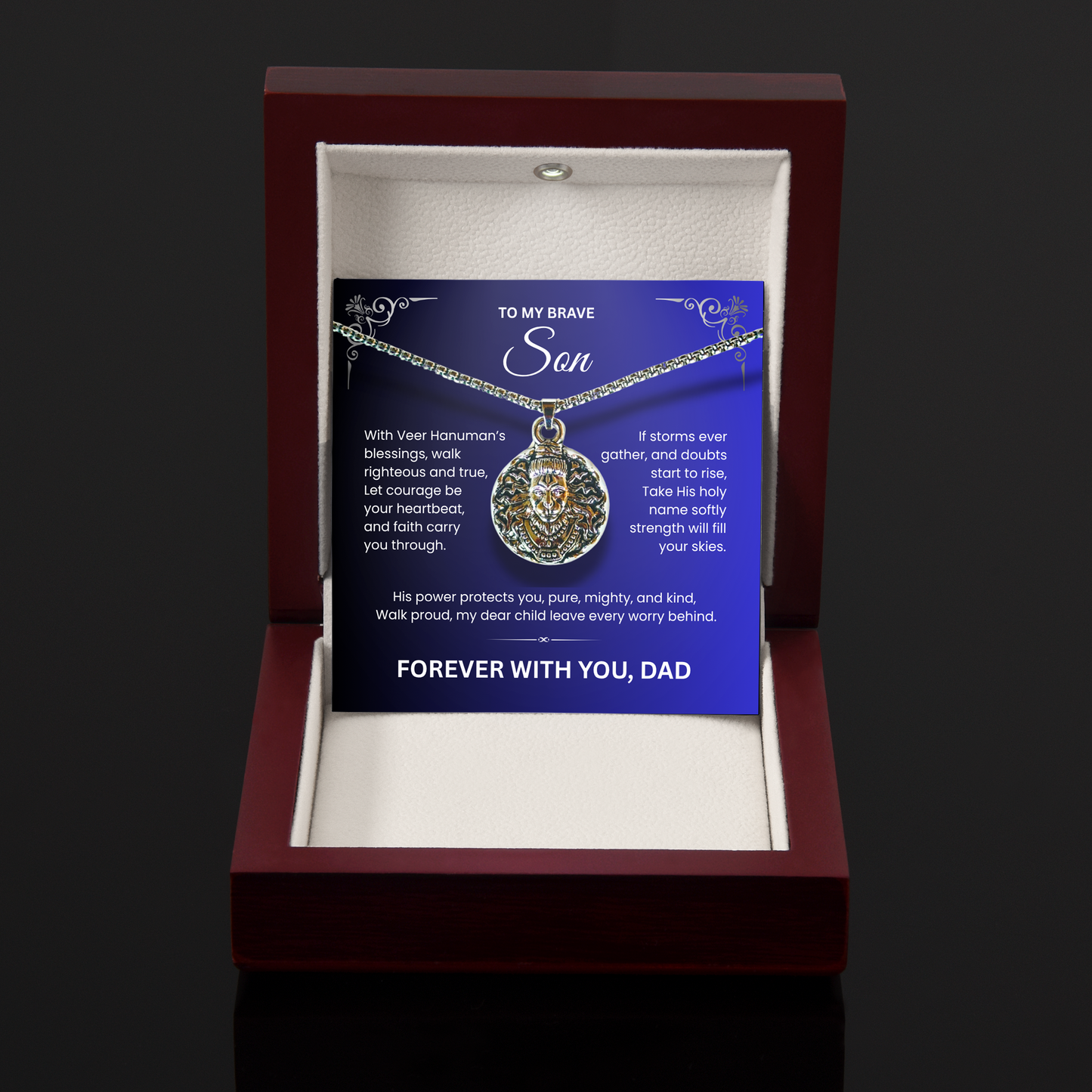 💫 To My Brave Son – Hanumanji Blessings Pendant from Dad  A Father’s Silent Strength, A Son’s Eternal Shield.