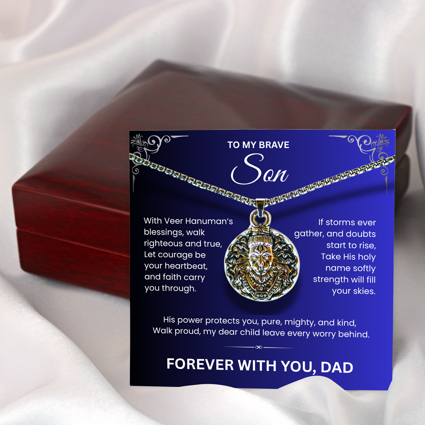 💫 To My Brave Son – Hanumanji Blessings Pendant from Dad  A Father’s Silent Strength, A Son’s Eternal Shield.