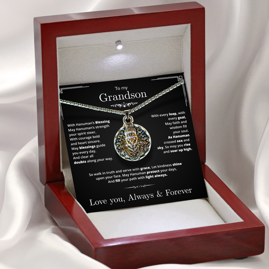 To My Grandson – Silver Pendant with Hanumanji’s Protection
