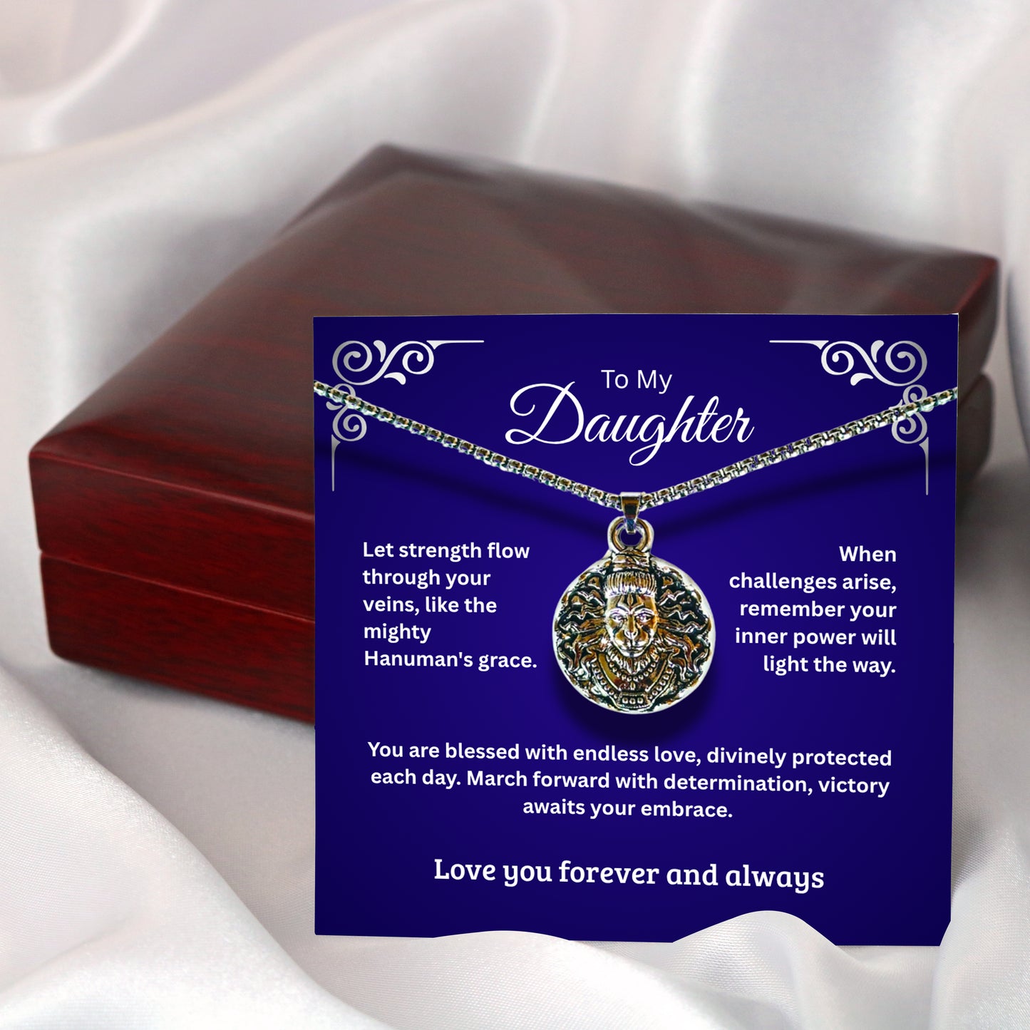 To My Daughter - Hanumanji Silver Pendent
