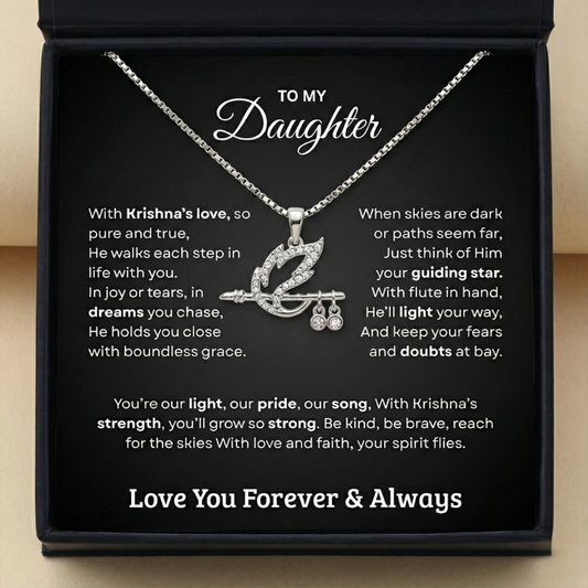 Shree Krishna Bansuri Pendant Necklace – Spiritual Jewelry Gift for Daughter from Dad & Mom