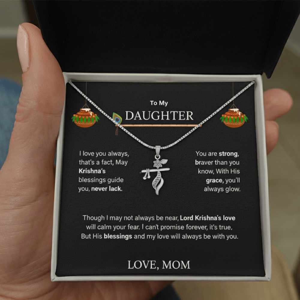 Shri Krishna Blessings Flute Pendant - Divine Gift from Mom to Daughter