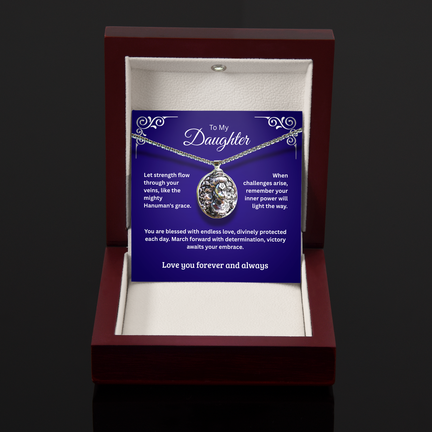 To My Daughter - Hanumanji Silver Pendent