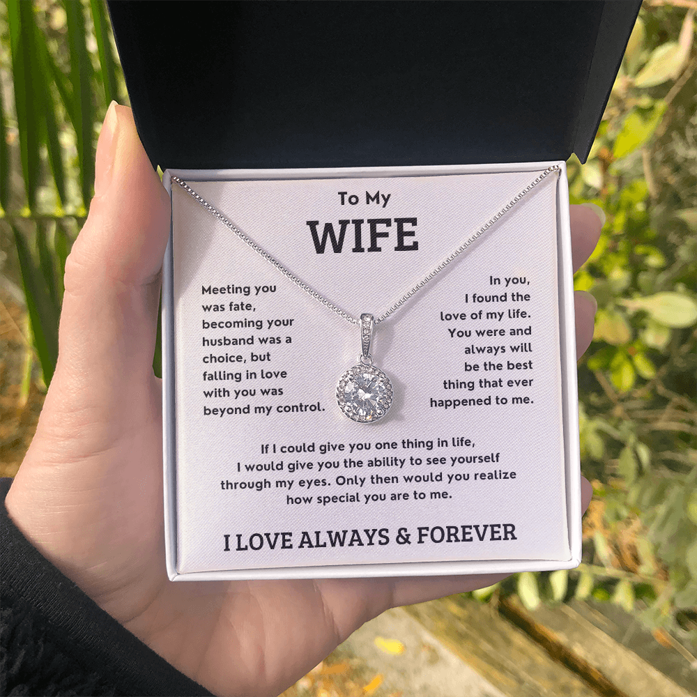 Solitaire Necklace for Wife – Pendant with 4.5mm Cubic Zirconia – Elegant Jewelry Gift from Husband