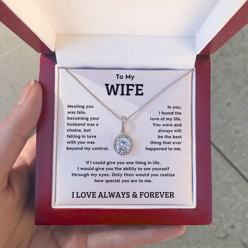 Solitaire Necklace for Wife – Pendant with 4.5mm Cubic Zirconia – Elegant Jewelry Gift from Husband