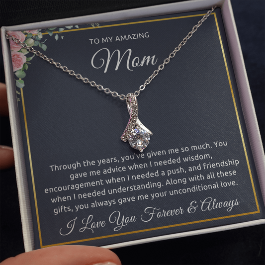 To My Mom Necklace – Alluring Beauty Pendant, Elegant Gift for Mother’s Day, Birthday, or Christmas