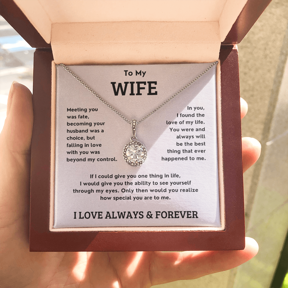 Solitaire Necklace for Wife – Pendant with 4.5mm Cubic Zirconia – Elegant Jewelry Gift from Husband