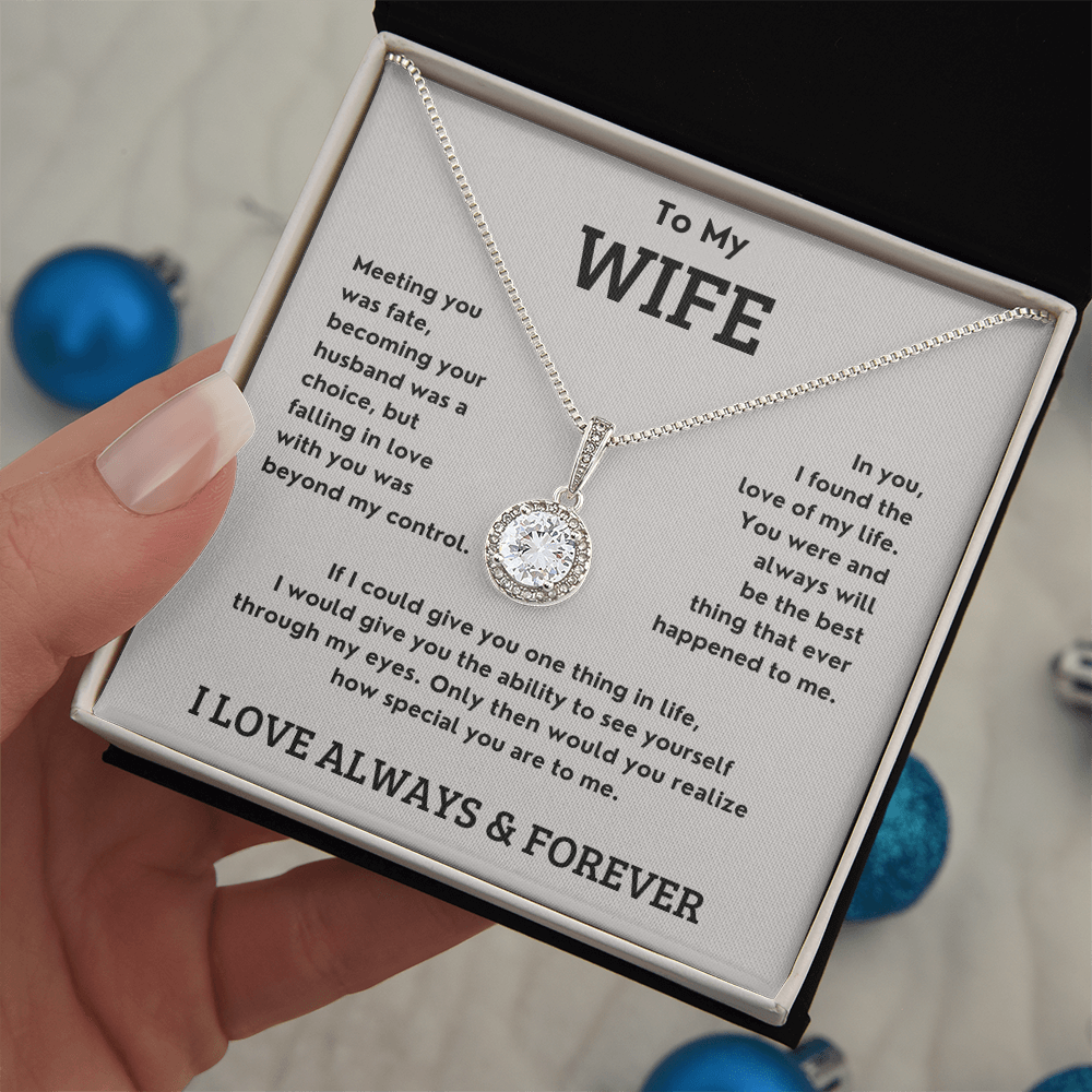 Solitaire Necklace for Wife – Pendant with 4.5mm Cubic Zirconia – Elegant Jewelry Gift from Husband