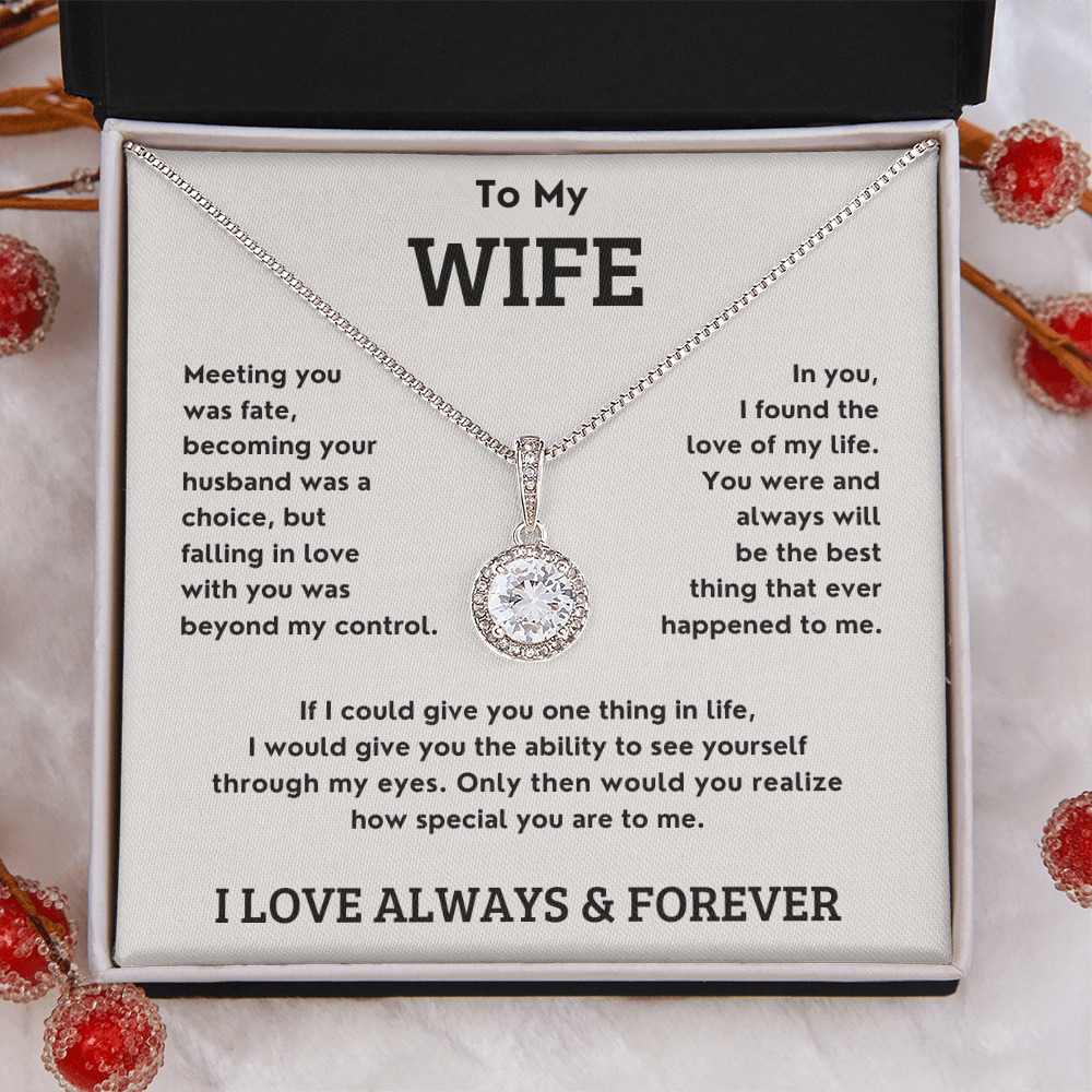 Solitaire Necklace for Wife – Pendant with 4.5mm Cubic Zirconia – Elegant Jewelry Gift from Husband