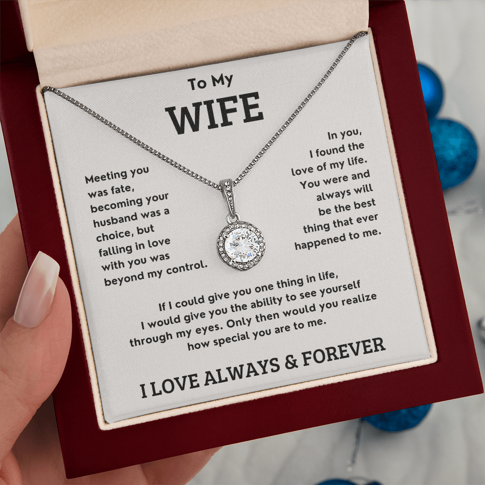 Solitaire Necklace for Wife – Pendant with 4.5mm Cubic Zirconia – Elegant Jewelry Gift from Husband