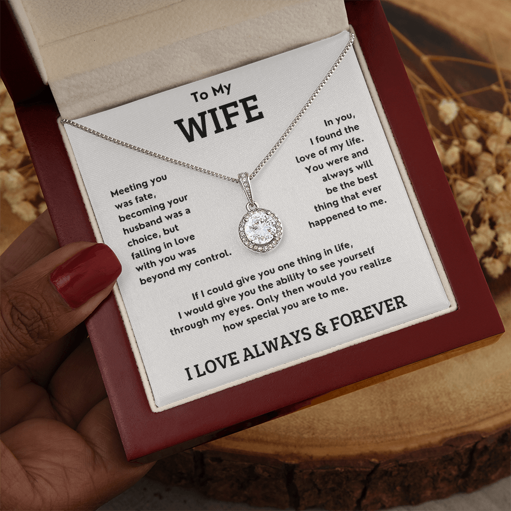 Solitaire Necklace for Wife – Pendant with 4.5mm Cubic Zirconia – Elegant Jewelry Gift from Husband