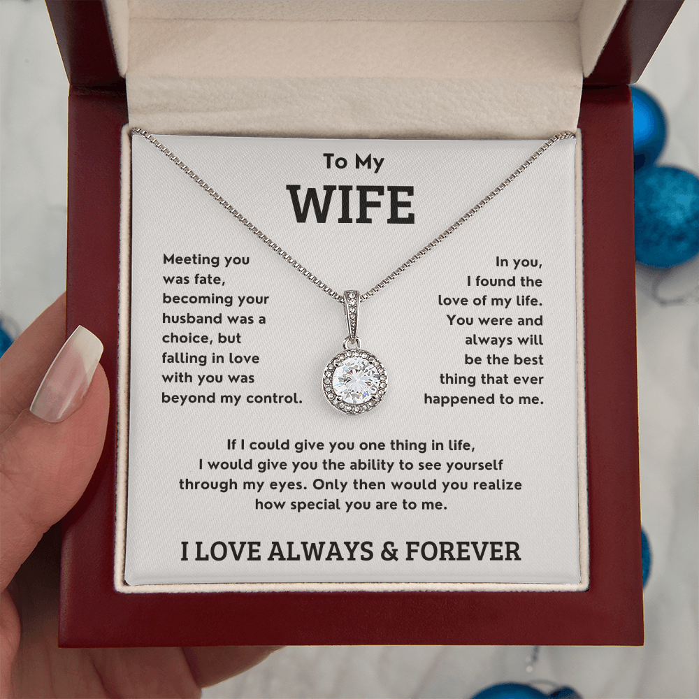 Solitaire Necklace for Wife – Pendant with 4.5mm Cubic Zirconia – Elegant Jewelry Gift from Husband