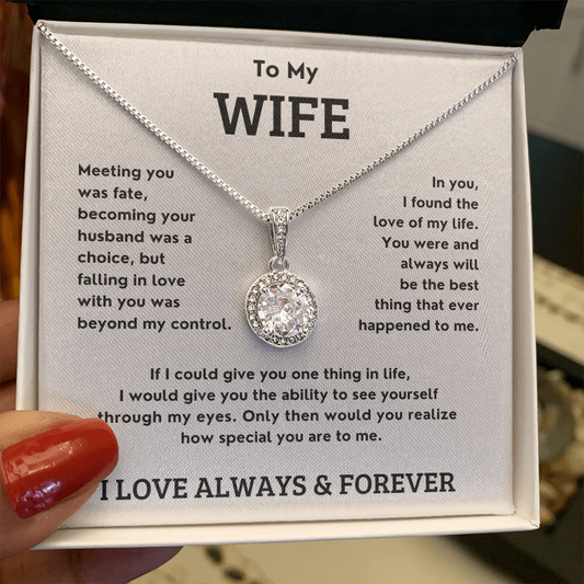 Solitaire Necklace for Wife – Pendant with 4.5mm Cubic Zirconia – Elegant Jewelry Gift from Husband