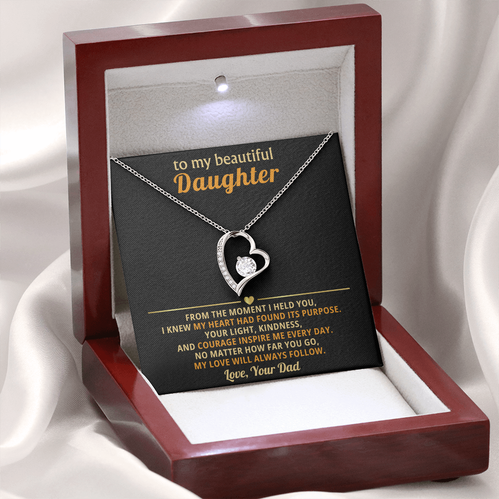 Forever Love Necklace from Dad to Daughter – Meaningful Heart Pendant with CZ Stones | Gift for Daughter