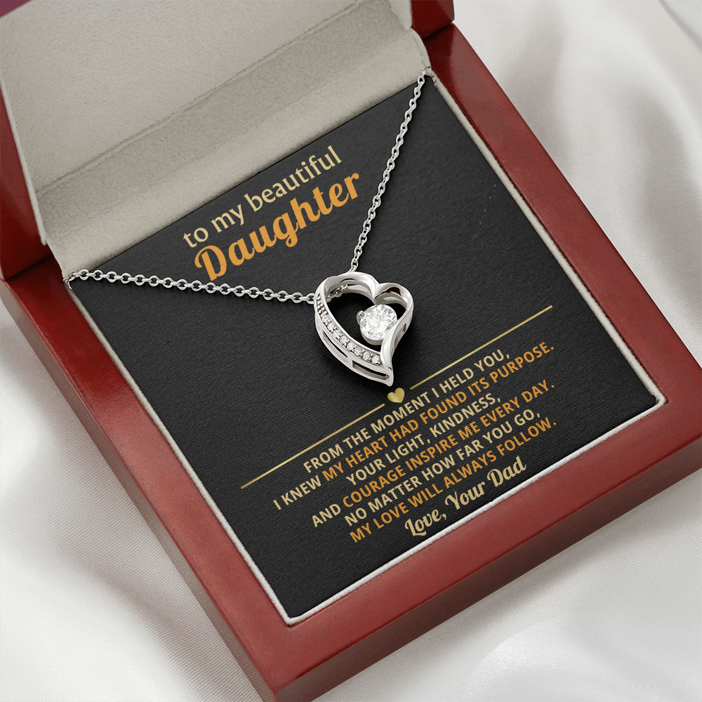 Forever Love Necklace from Dad to Daughter – Meaningful Heart Pendant with CZ Stones | Gift for Daughter