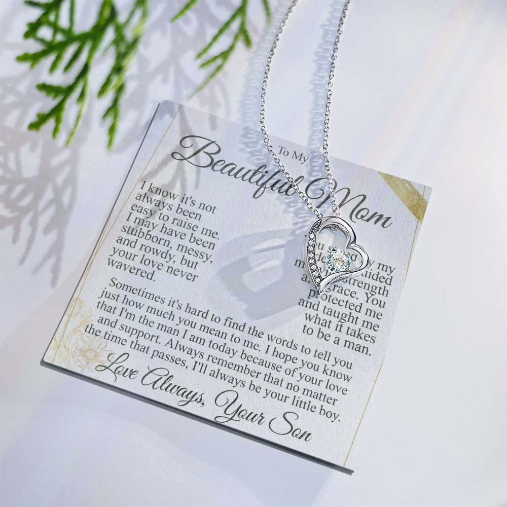To My Mom - Heart Necklace Gift From Son