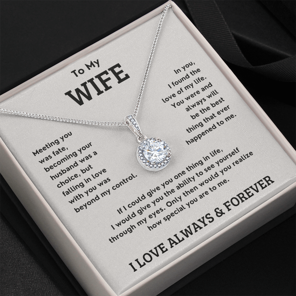 Solitaire Necklace for Wife – Pendant with 4.5mm Cubic Zirconia – Elegant Jewelry Gift from Husband