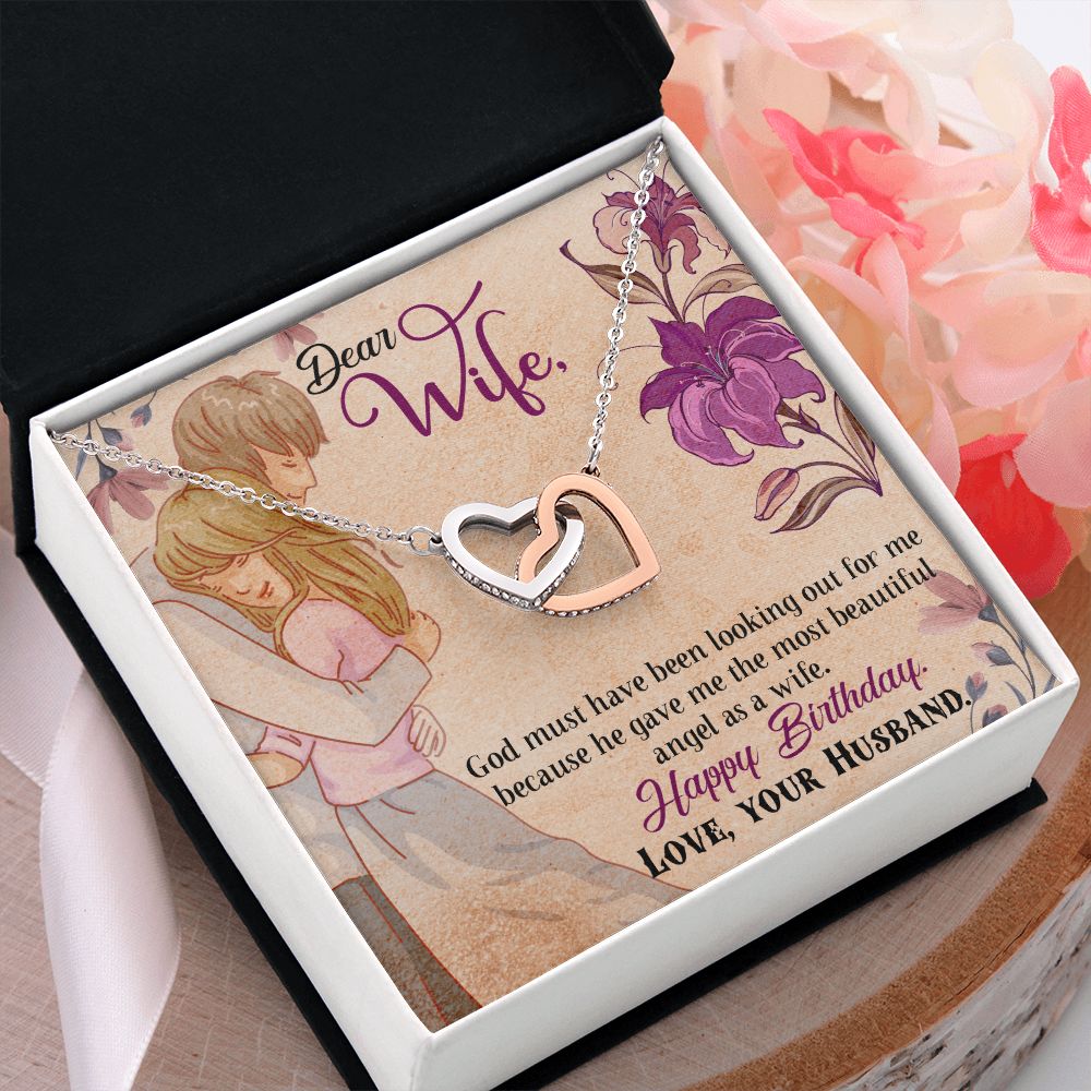 Dear Wife - Happy Birthday - Interlocking Heart Necklace