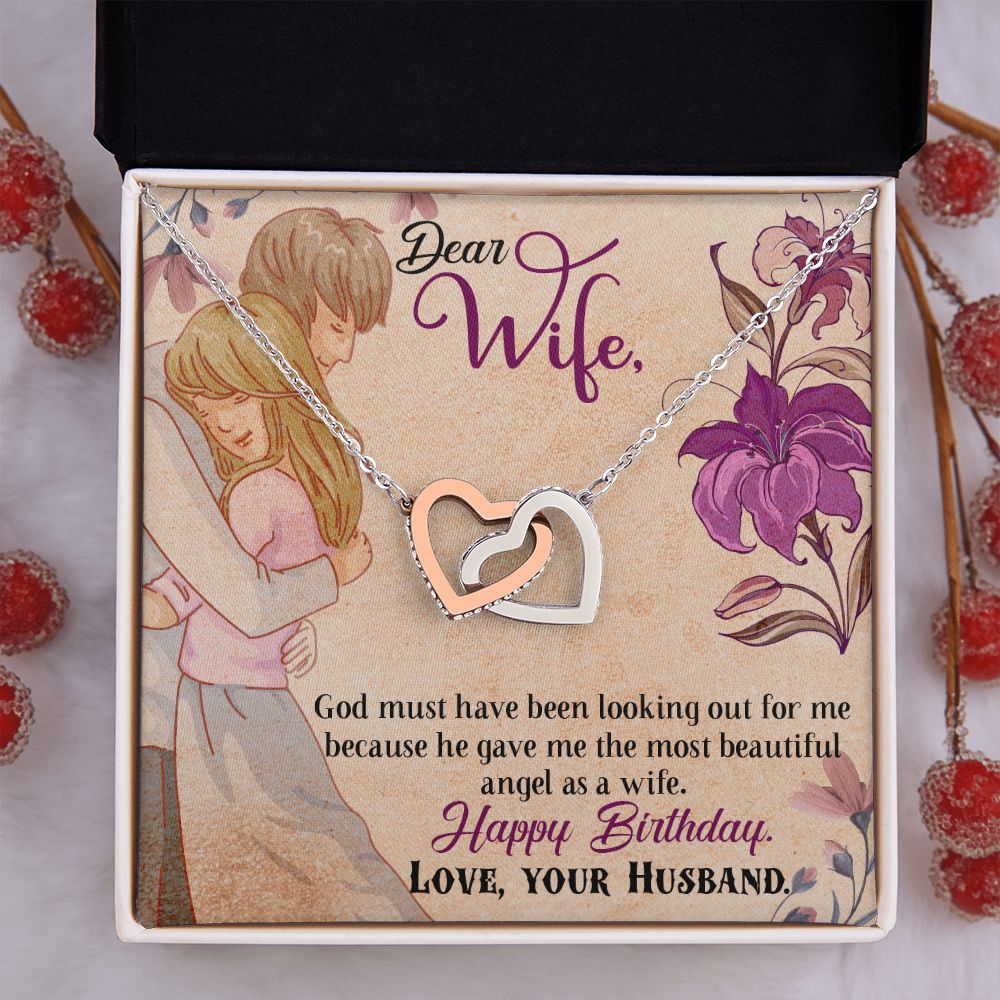 Dear Wife - Happy Birthday - Interlocking Heart Necklace